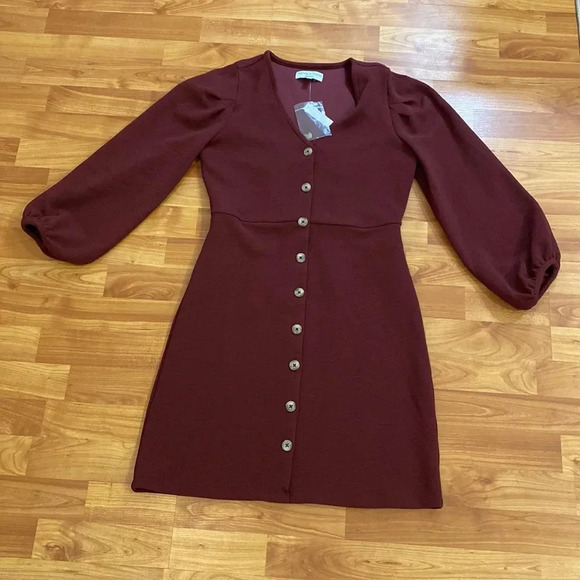 NWT Madewell Texture & Thread Crepe Balloon-Sleeve Dress - Picture 4 of 6